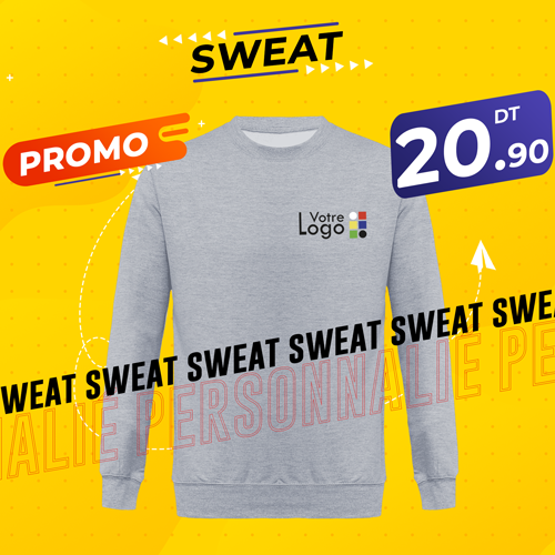 sweat col rond personnalisé tunisie impression broderie flex